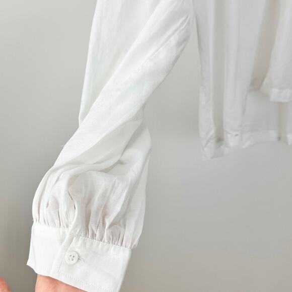 Madewell Shirred Long Sleeve Lightweight Flowy Blouse Cotton White Large NWT - Picture 10 of 15